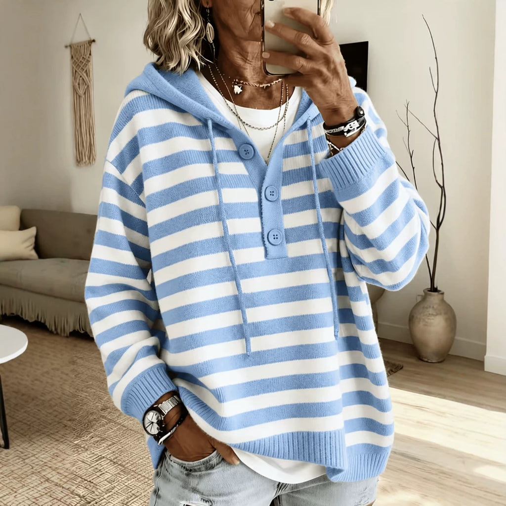 Gestreifter Kapuzenpullover aus Strick – Bild 5 | LuxeStyle