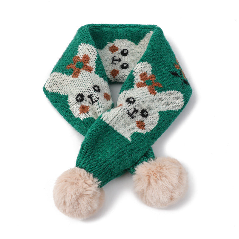 Gemusterter Strickschal mit Bären- und Kaninchenmuster – Bild 3 | LuxeStyle