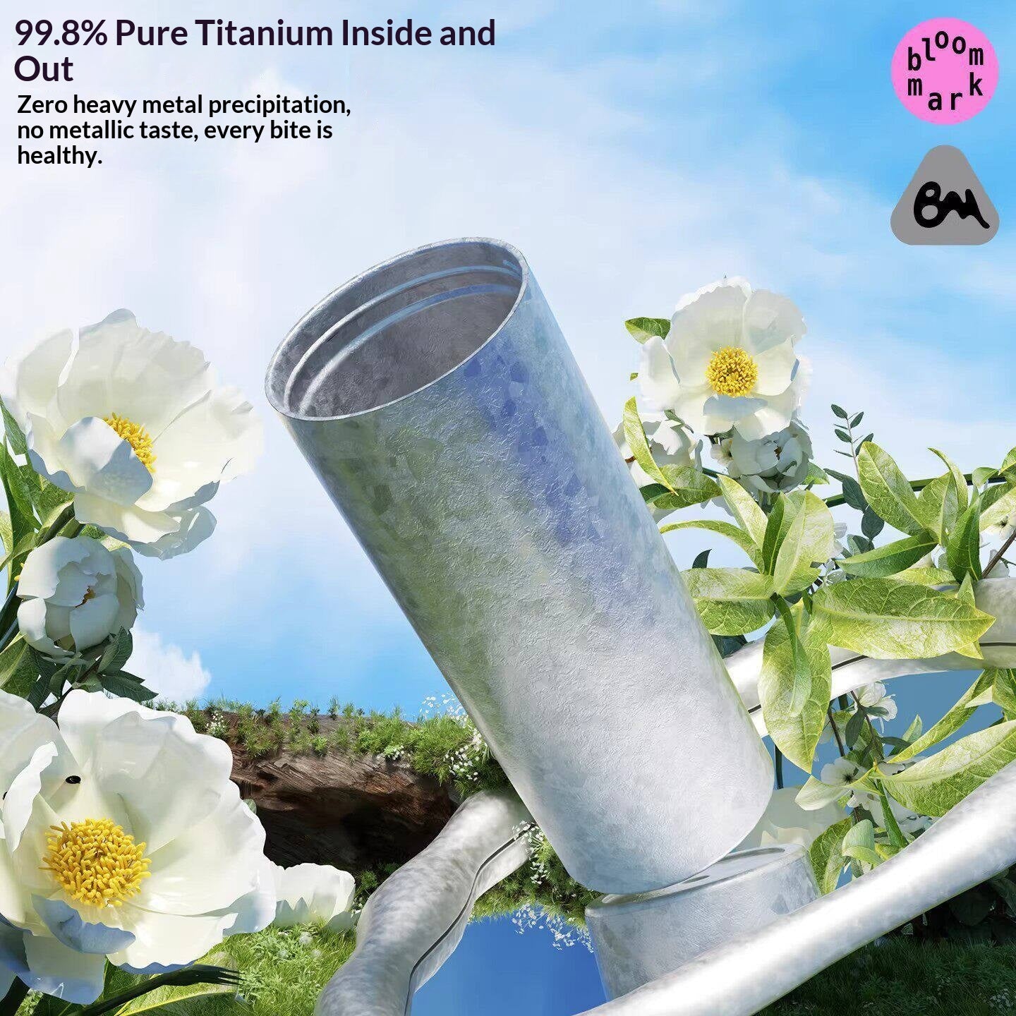 Titan-Trinkflasche mit Strohhalm, 660 ml
