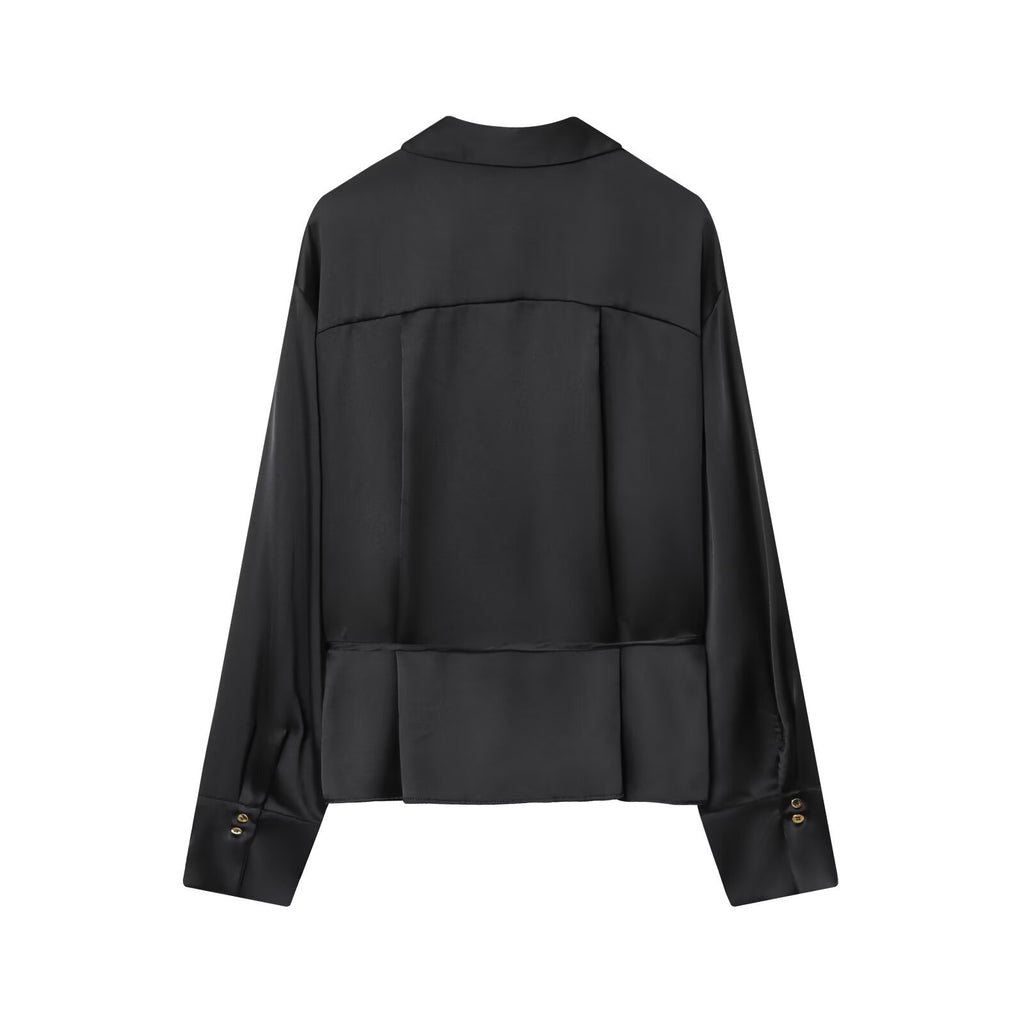 Seidenmatt-Bluse mit Taillengürtel – Bild 3 | LuxeStyle