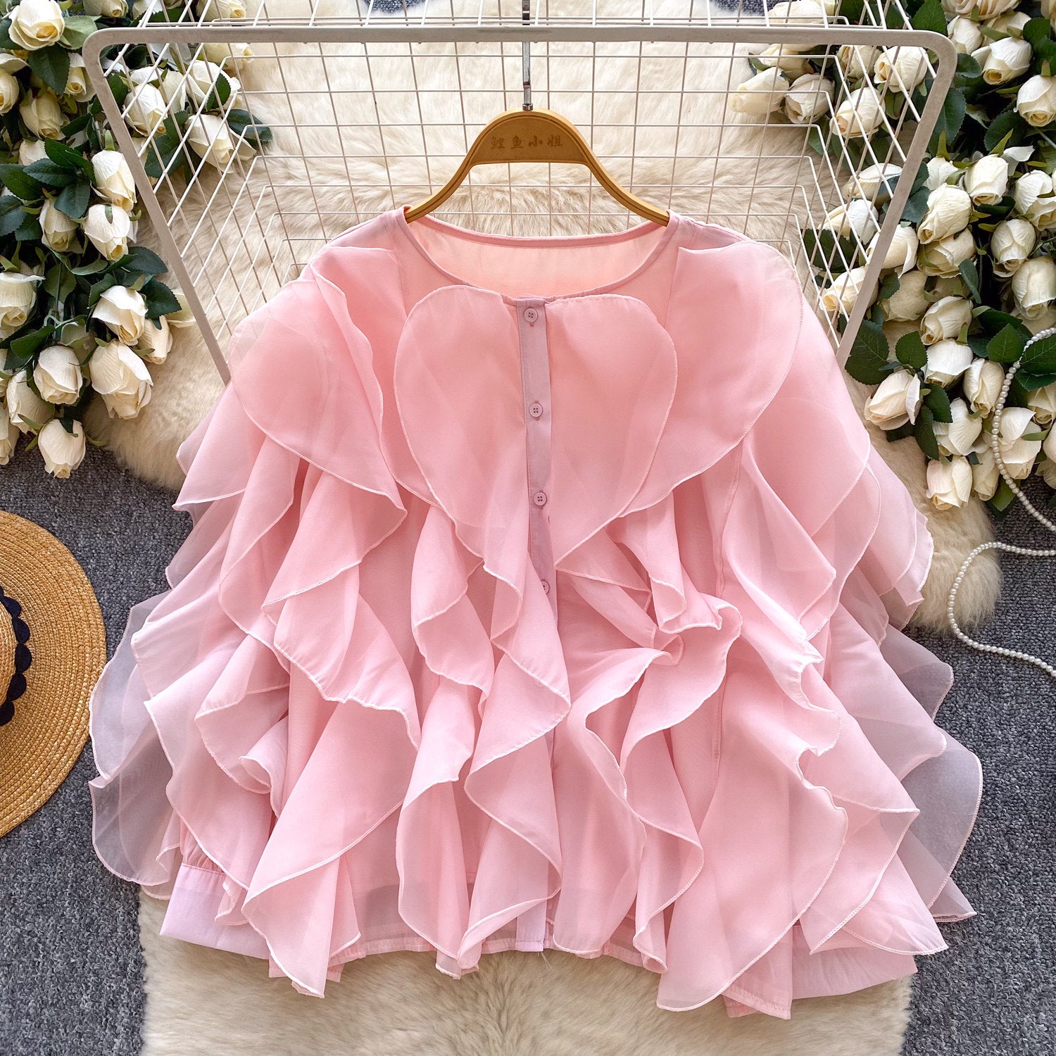 Damen Bluse mit Rüschen und Puffärmeln