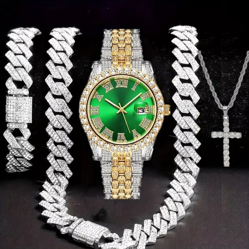 Hip Hop Armbanduhr-Set mit Diamanten