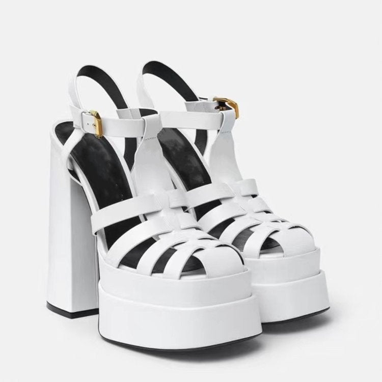 Geflochtene Römer-Sandalen mit hohem Absatz – Bild 4 | LuxeStyle