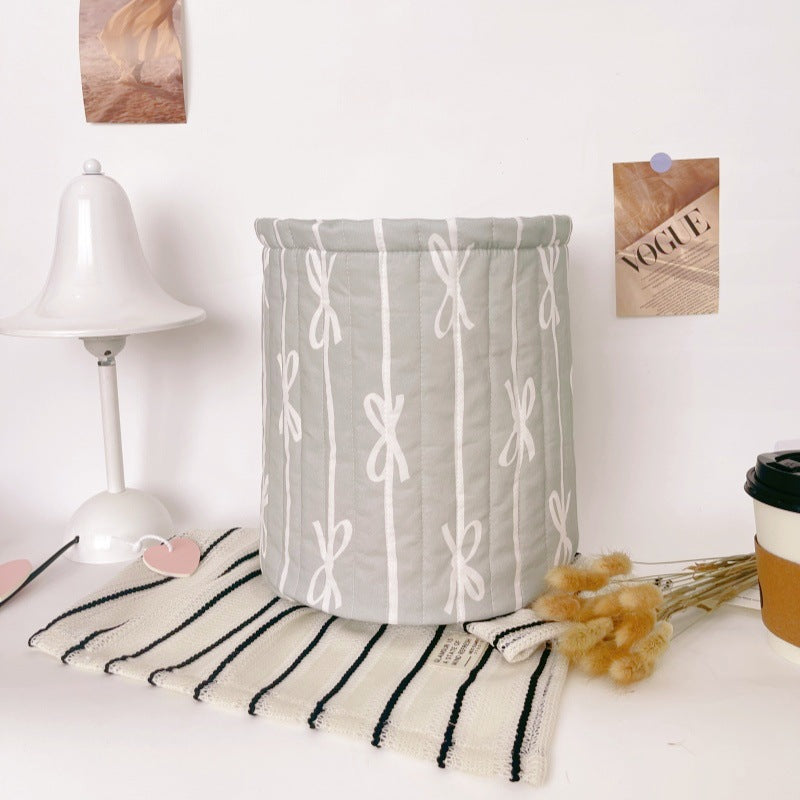 Runder Aufbewahrungskorb aus Stoff mit Schleife – Bild 5 | LuxeStyle