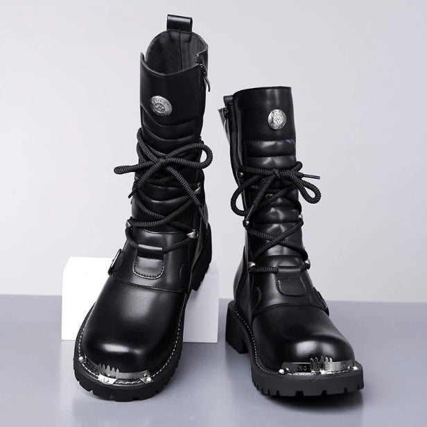 Retro-Herrenstiefel aus Rindsleder mit Reissverschluss