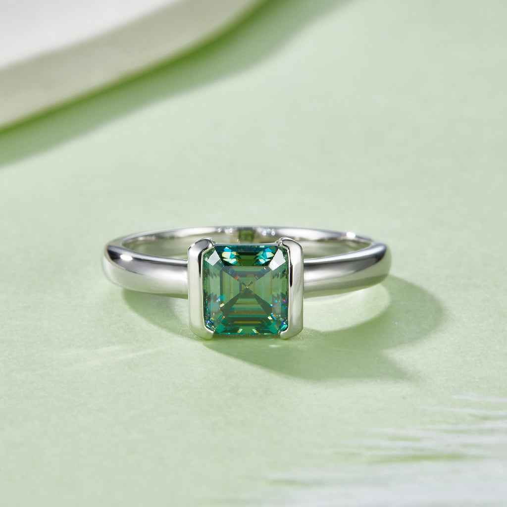 Grüner Moissanit Solitär Ring
