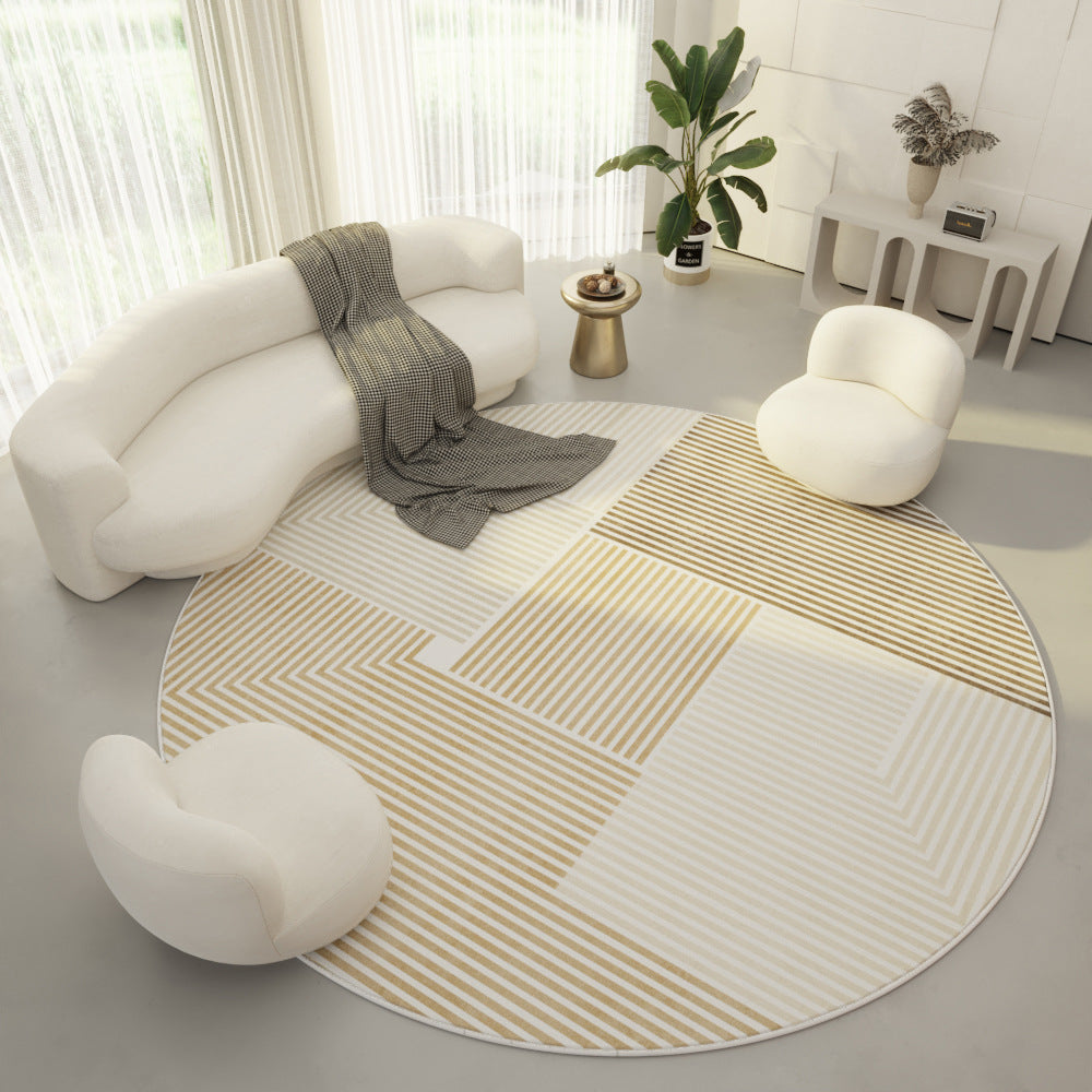 Runder Teppich Ring Samt Modern Creme