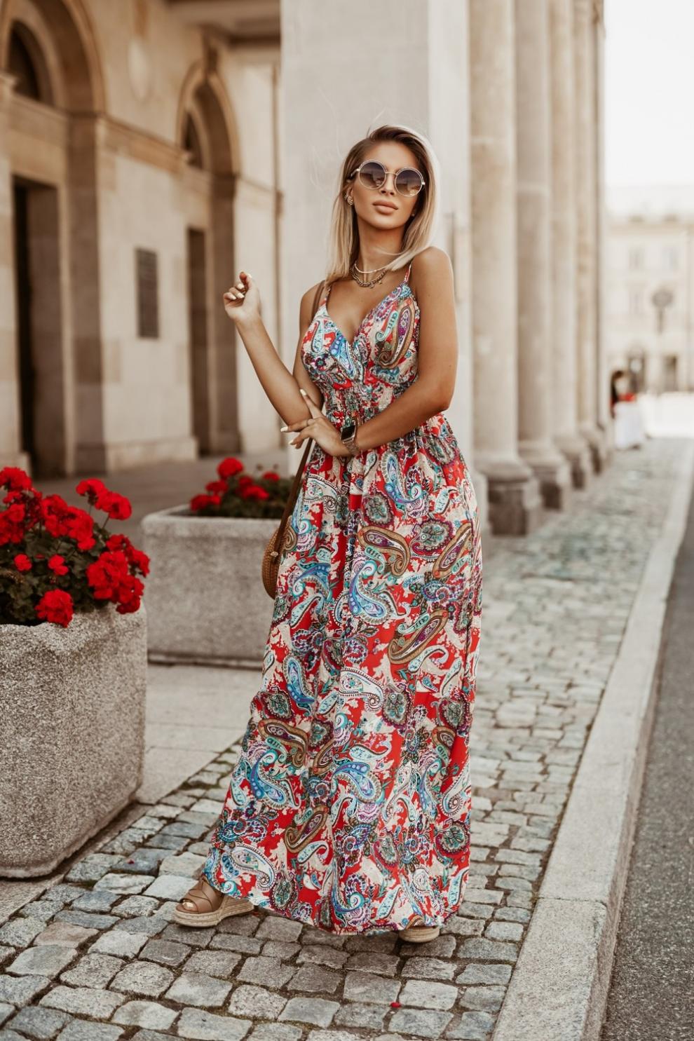 Florales Maxikleid mit Spaghettiträgern – Bild 4 | LuxeStyle