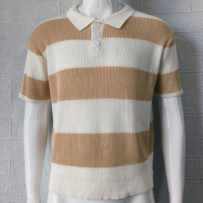 Kurzarm-Strickpullover mit Reverskragen