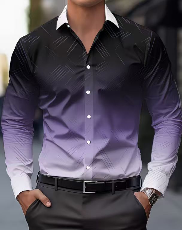 Slim-Fit Langarmshirt mit Linear-Print für Herren – Bild 1 | LuxeStyle