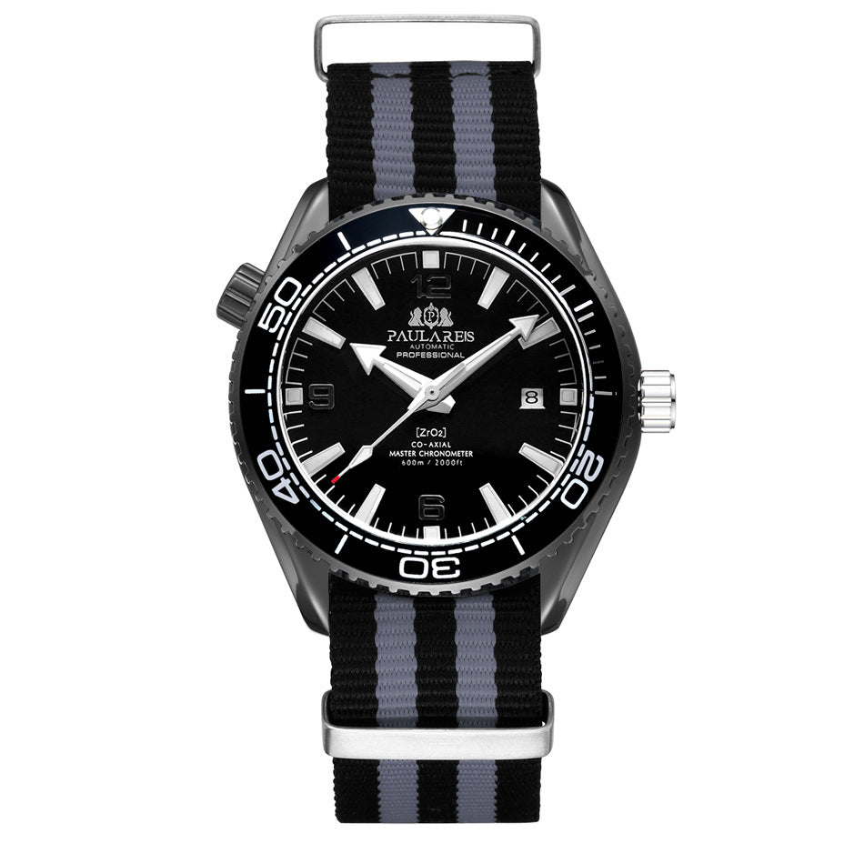 Automatische Herrenuhr mit Leuchtzeigern und Canvas-Armband