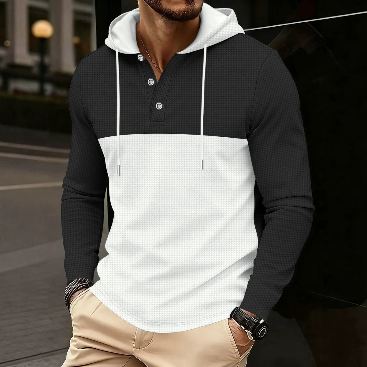 Hoodie mit Farbblock-Muster, Pullover – Bild 3 | LuxeStyle