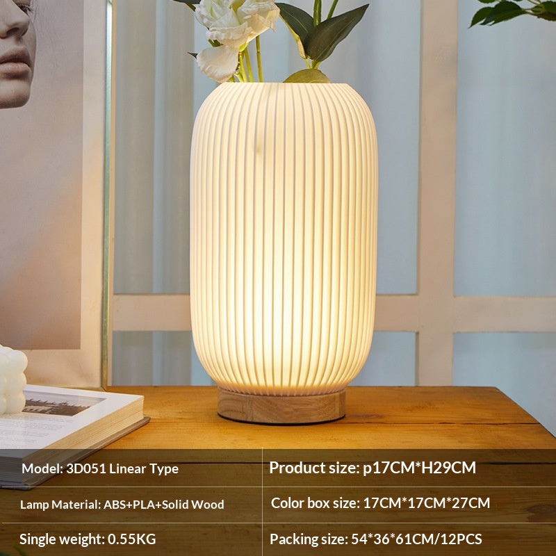 Nordische Nachttischlampe aus massivem Holz mit Ambientebeleuchtung