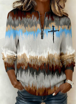 Damen Langarm Christmas-Print Sweatshirt