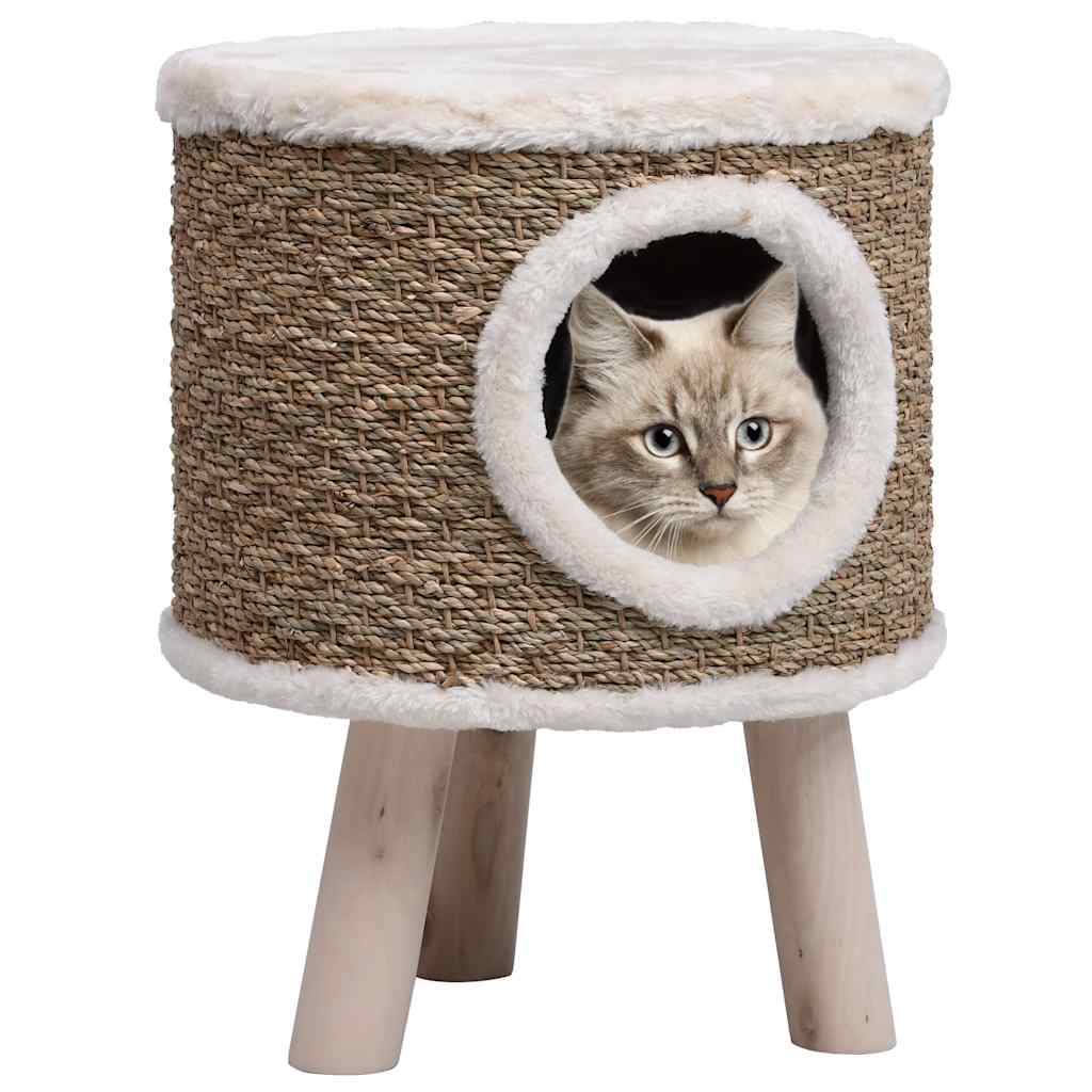 Katzenbaum mit Holzelementen aus Seegras
