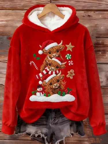 Weihnachts-Pullover Flanell Rundhals Langarm Unisex