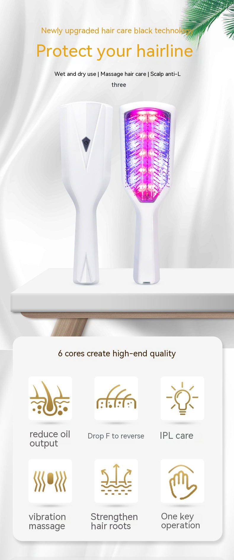 Rotlicht Vibrations-Massagekamm für vitales Haar