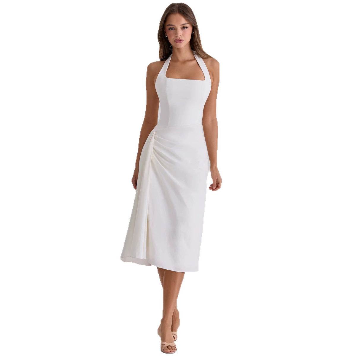 Midi-Kleid mit Neckholder und eckigem Ausschnitt – Bild 6 | LuxeStyle