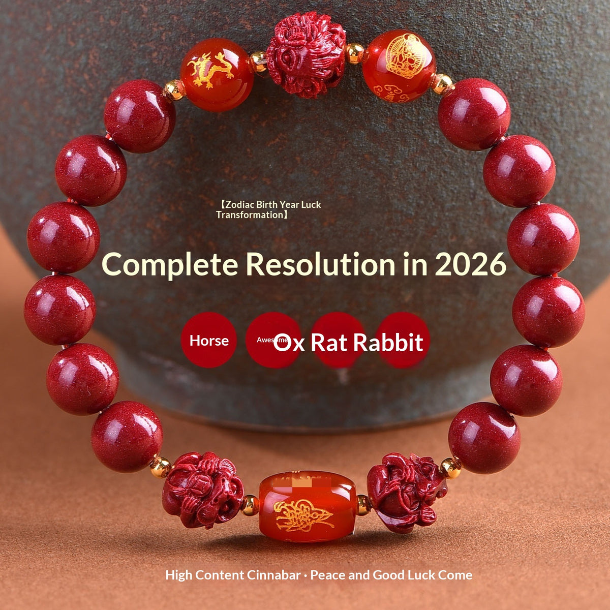 Zinnober-Armband «Dreifache Harmonie & Sechs Harmonien» – Bild 1 | LuxeStyle