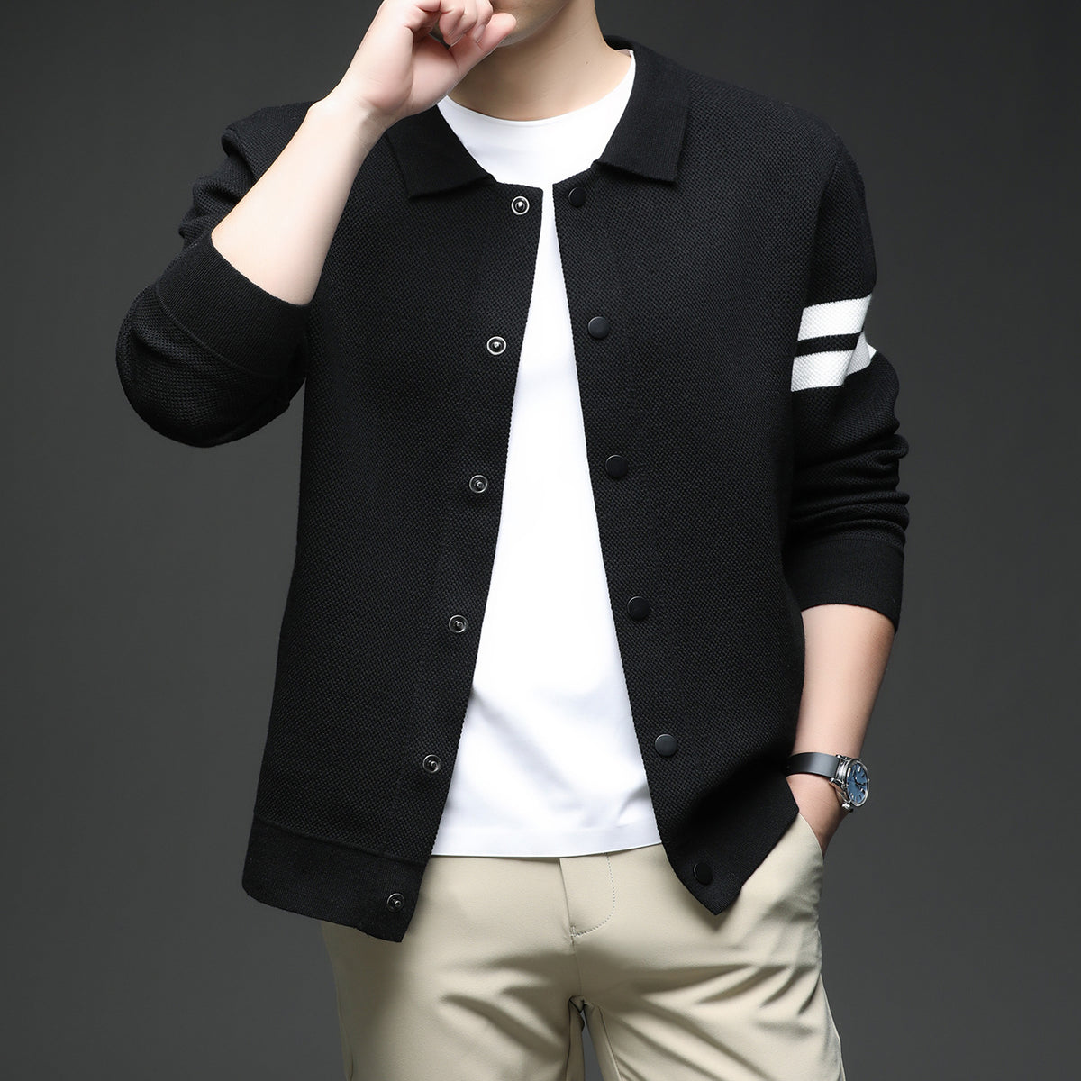 Strick-Cardigan mit Revers für Herren – Bild 2 | LuxeStyle