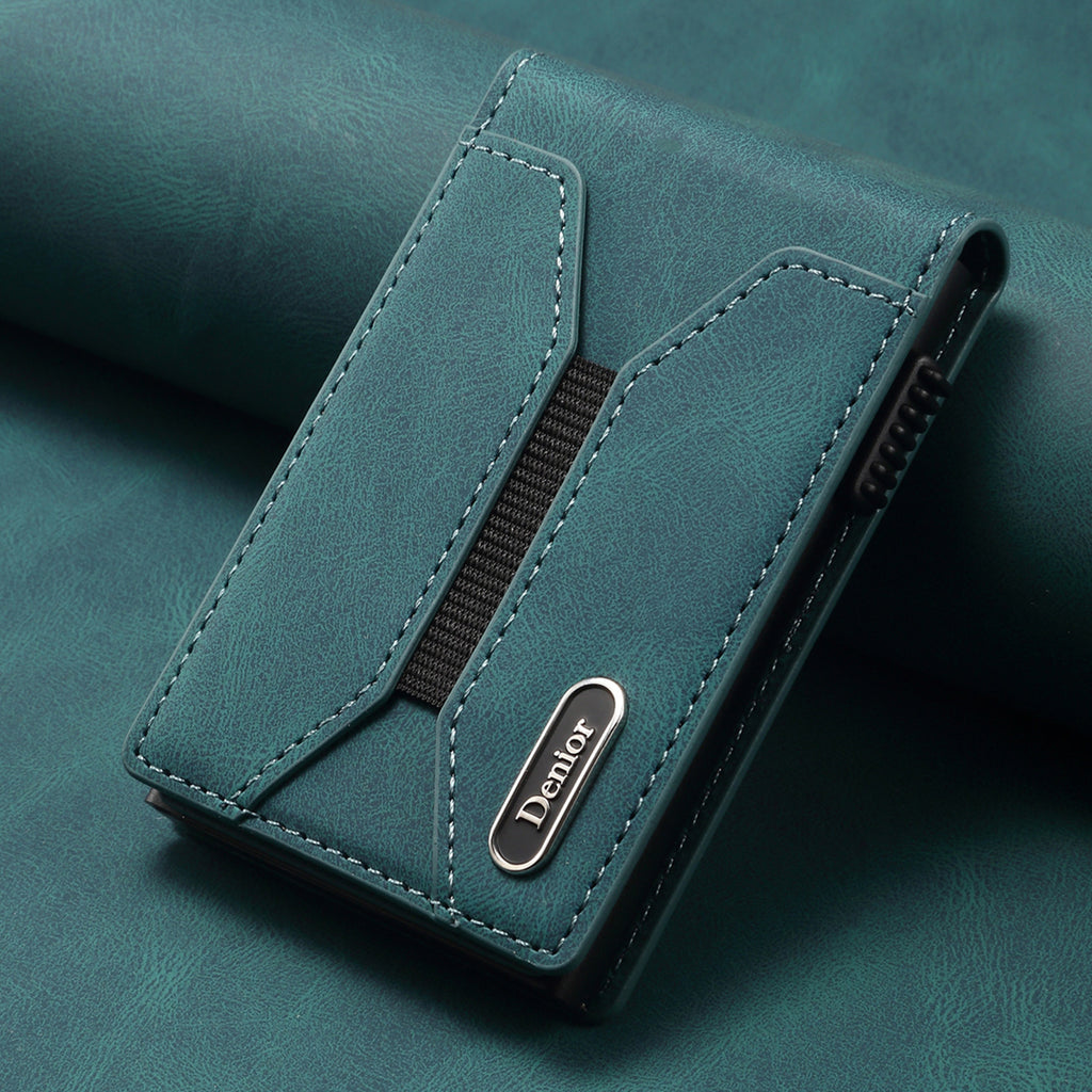 Leder-Kartenetui mit Knopf und elastischem Band