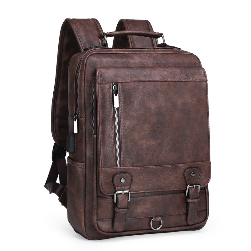 USB-Lederrucksack für Herren