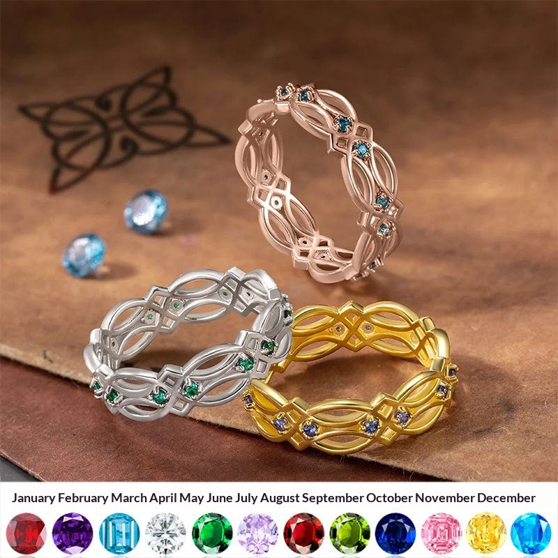 Geburtsstein-Ring mit Hohl-Design