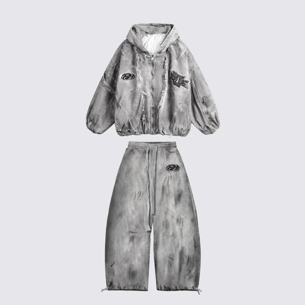 Coton-Sweatpants mit Distressed-Finish