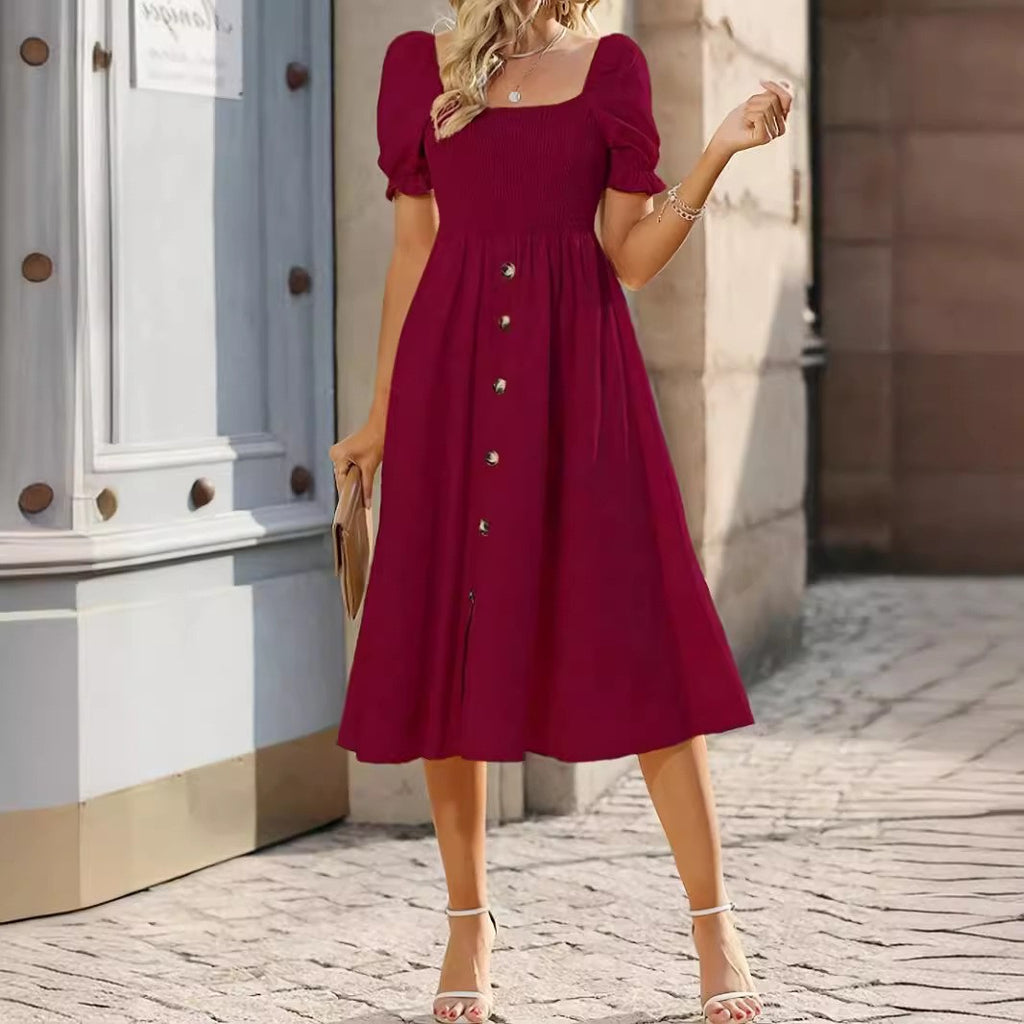 Damen-Plisseekleid mit eckigem Ausschnitt – Bild 4 | LuxeStyle