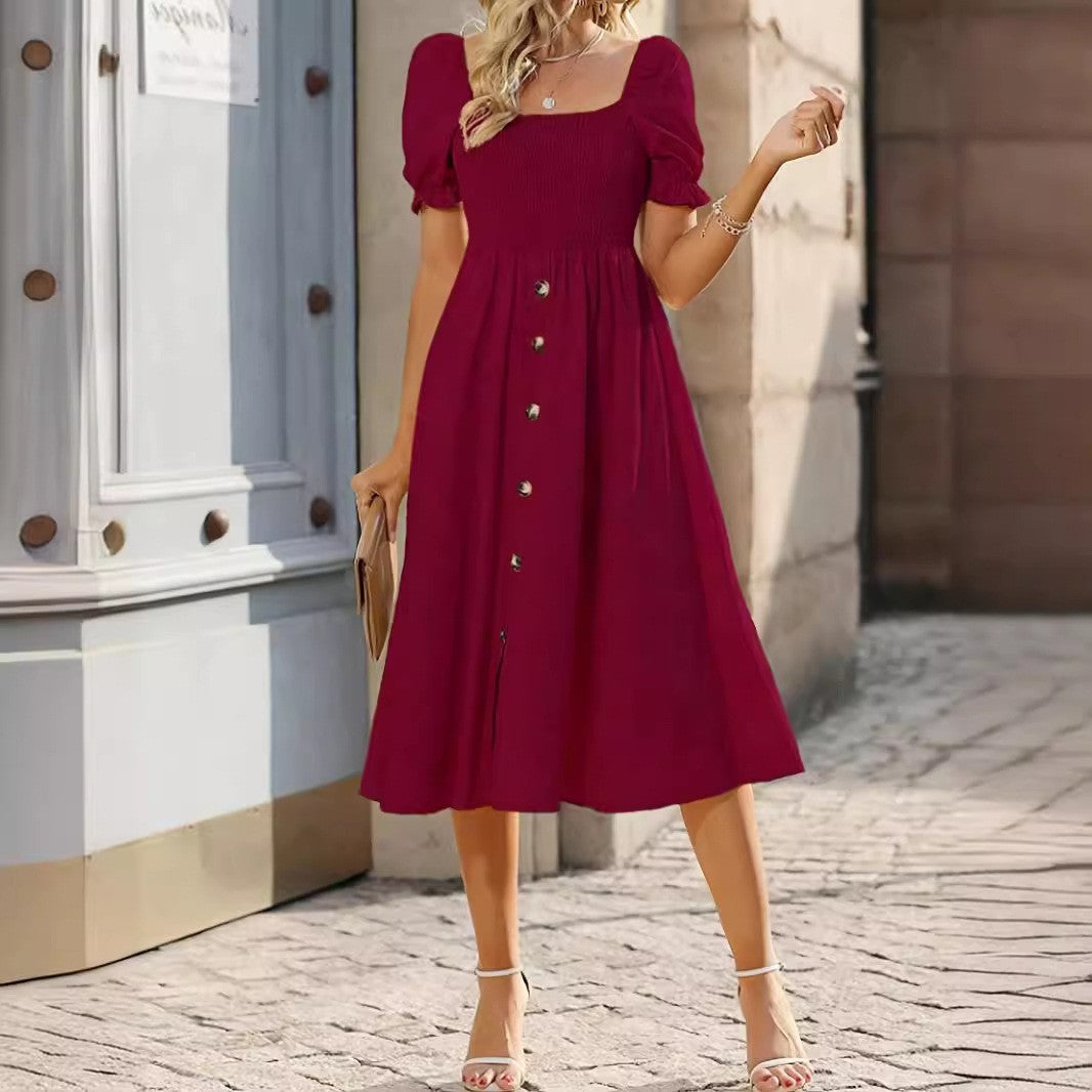 Damen-Plisseekleid mit eckigem Ausschnitt – Bild 7 | LuxeStyle