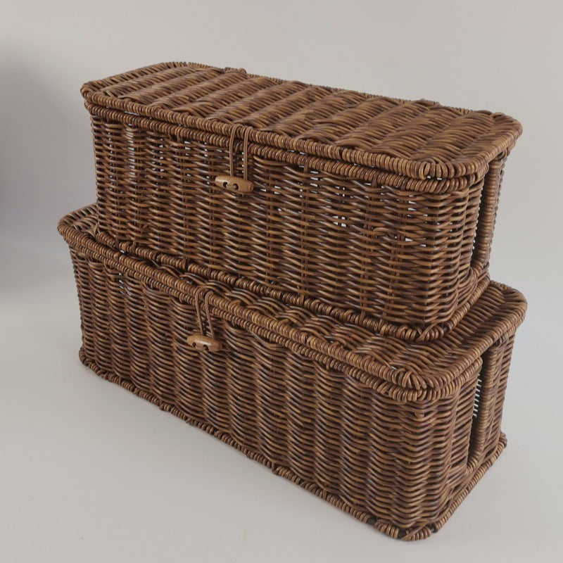 Aufbewahrungskorb mit Deckel im Rattan-Stil – Bild 2 | LuxeStyle