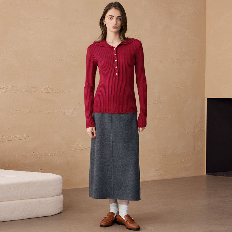 Ribbed Chunky Turtleneck Cashmere Pullover Damen Slim Fit