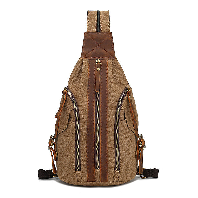 Retro Brusttasche aus Leder und Canvas | LuxeStyle