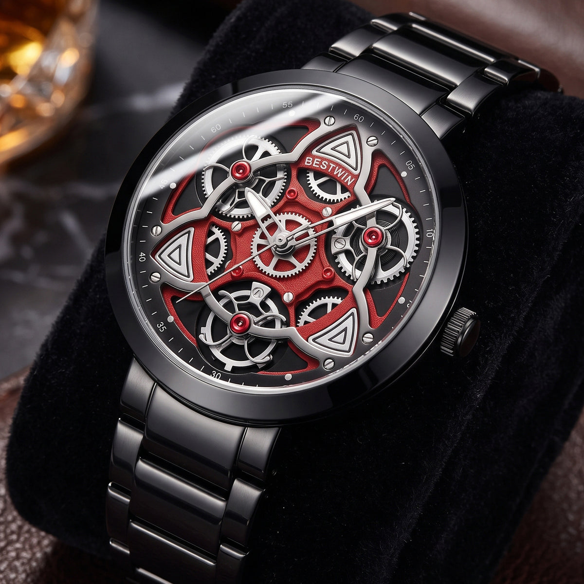 Uhr mit Stahlarmband, mechanisch, Skelett – Bild 8 | LuxeStyle