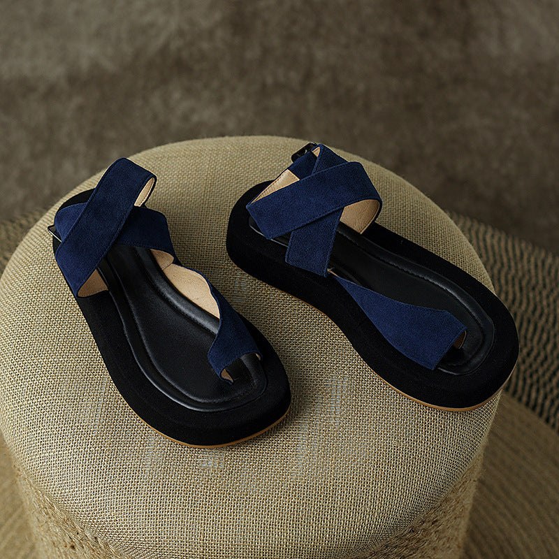 Sandalen mit runden Zehen, mittlerer Absatz, Plattform – Bild 7 | LuxeStyle