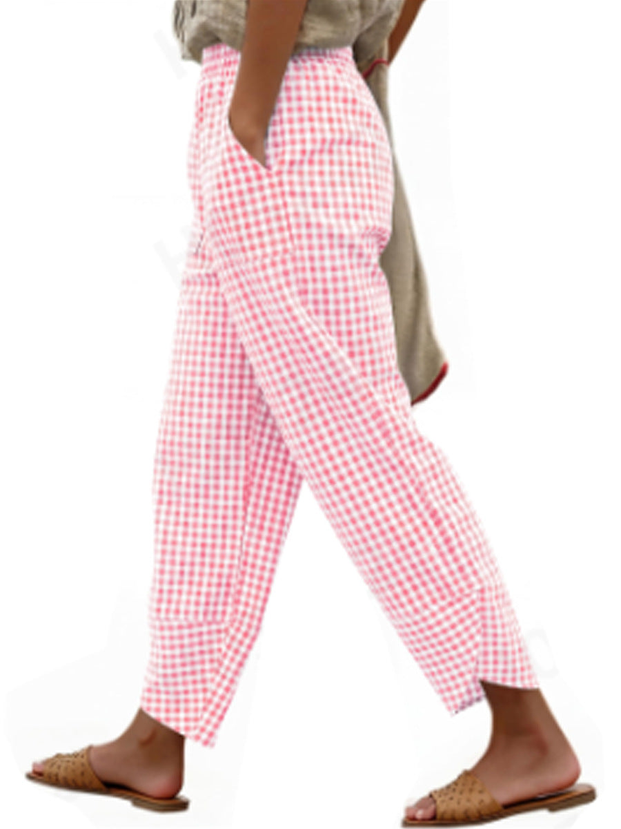 Karierte High-Waist Hose für Damen