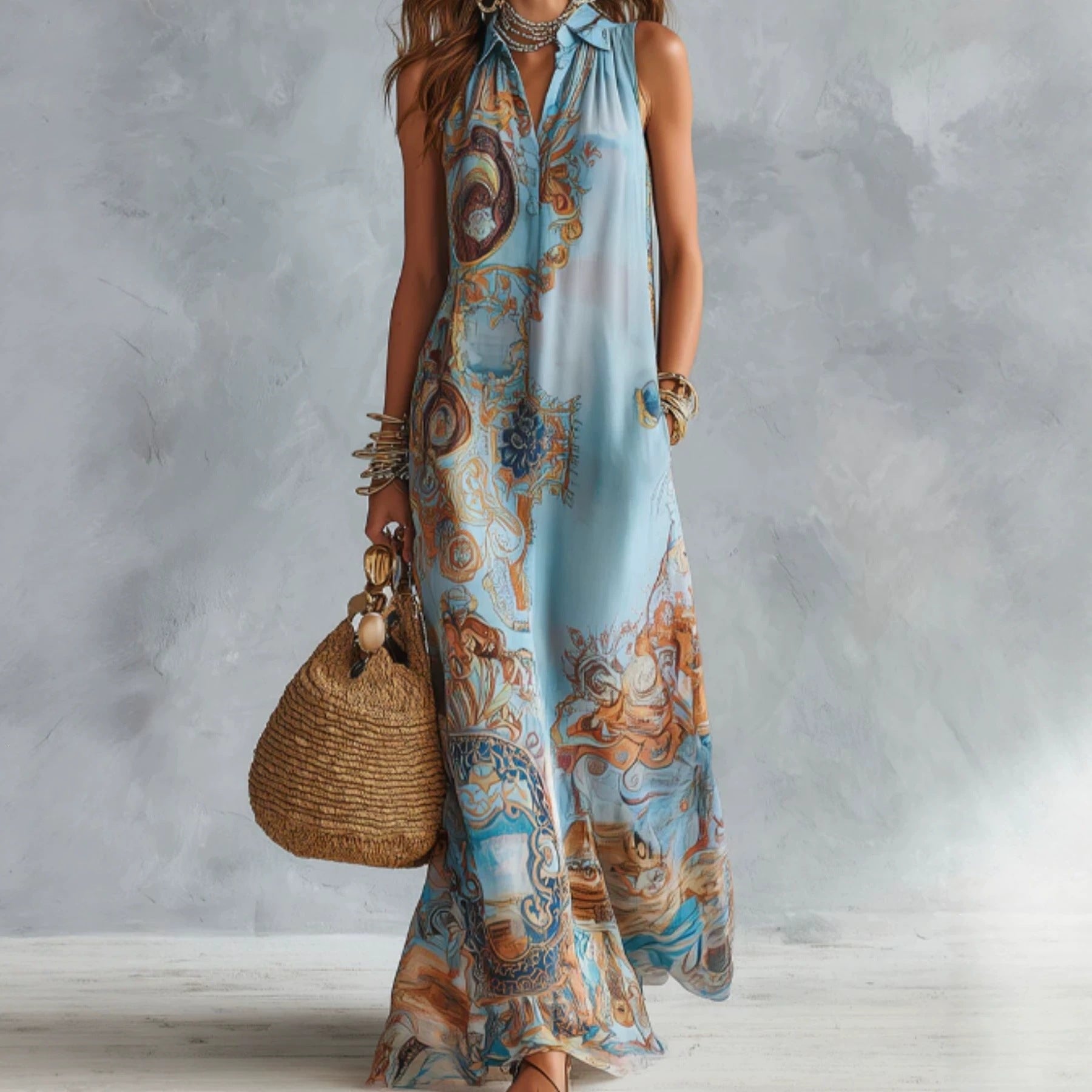 Elegante Strandkleidung mit Blumenmuster