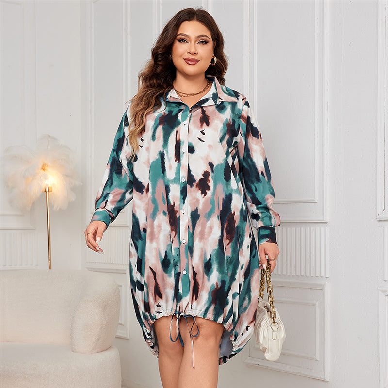 Elegantes Langarm-Maxikleid mit Print für Damen