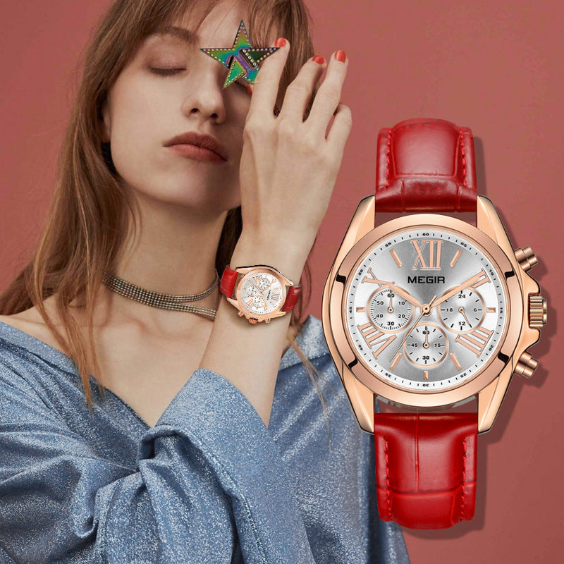 Damen-Quarzuhr mit Lederarmband – Bild 2 | LuxeStyle