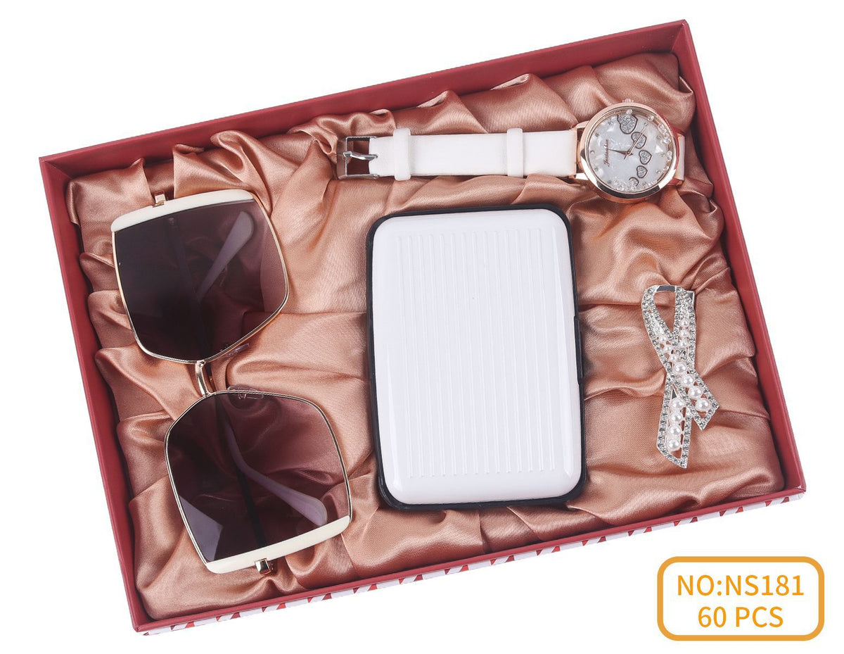 Geschenkset: Uhr, Sonnenbrille, Portemonnaie, Schlüsselanhänger | LuxeStyle