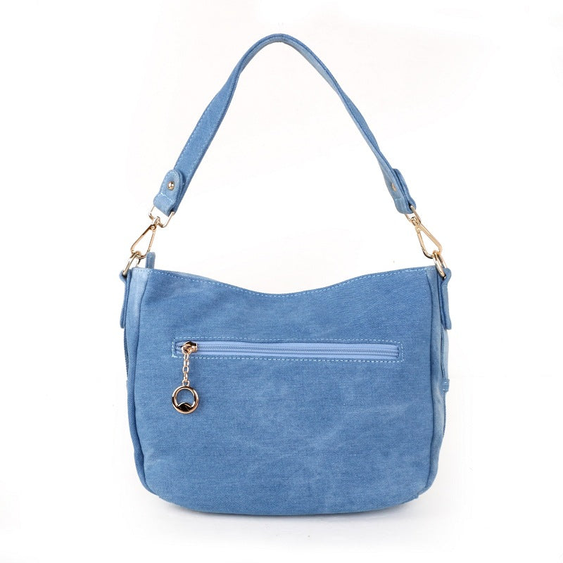 Denim-Eimertasche mit Strass | LuxeStyle