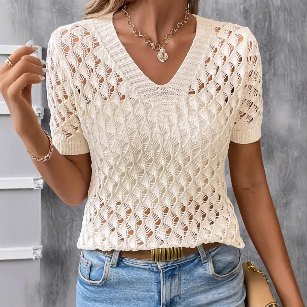 Elegantes Strick-Top mit Lochmuster – Bild 3 | LuxeStyle