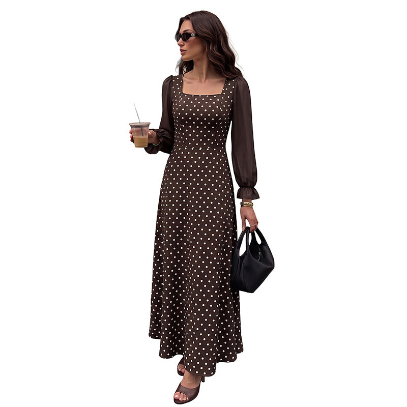 Retro Polka-Dot A-Linien-Kleid