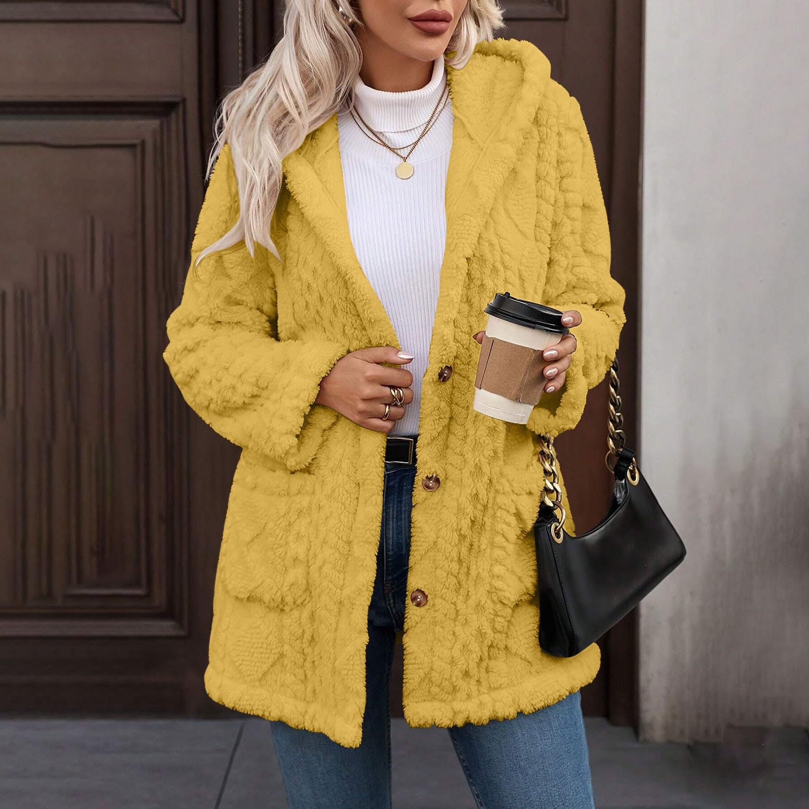 Kapuzen-Cardigan «Cosy» · uni, mit Knöpfen (Damen) – LuxeStyle