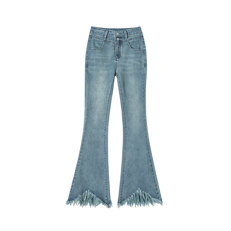 Retro-Flare-Hosen mit Fleece-Fütterung