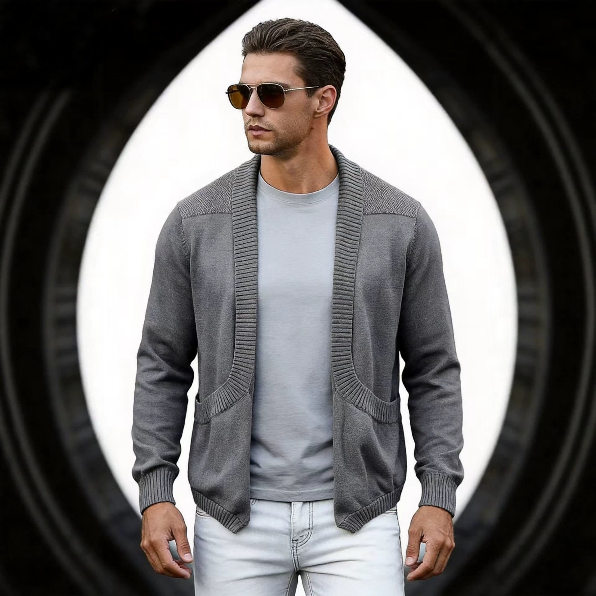 Herren Strick-Cardigan mit Schalkragen