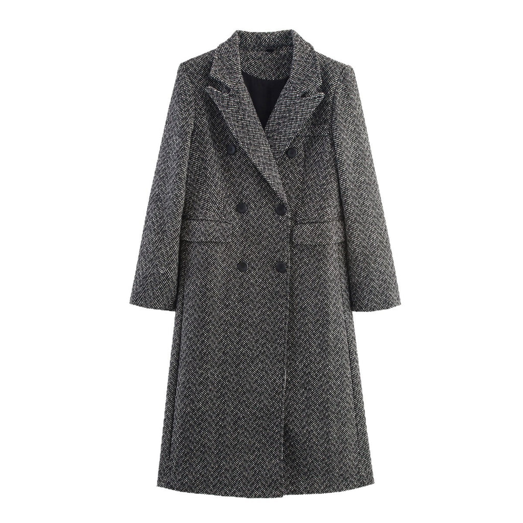 Eleganter Herringbone Wollmantel für Damen