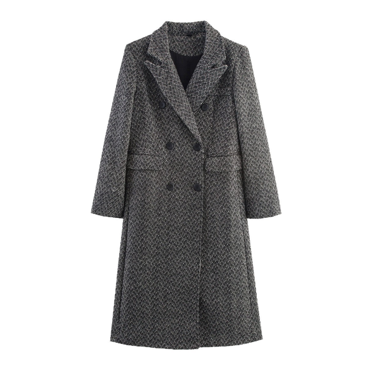Eleganter Herringbone Wollmantel für Damen