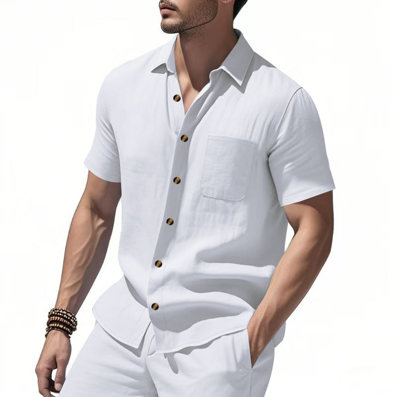 Herren Kurzarmhemd – Einfarbig, Slim Fit