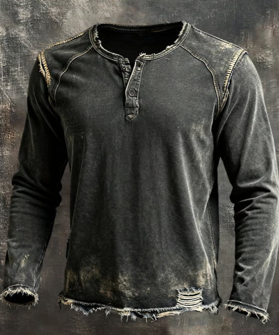 Herren-Digitalgedrucktes Dreiknopf-Langarm-Sweatshirt